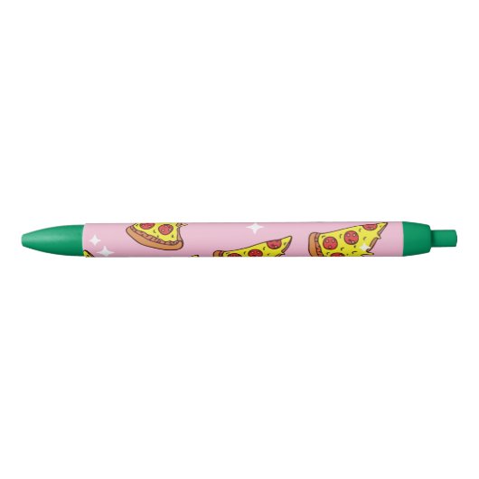 Stylo Noir Tranches de pizza de style rétro en motif continu (Devant)