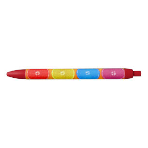 Stylo Noir Tranches d'orange fraîches et colorées