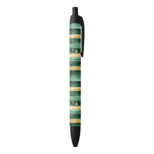 Stylo Noir Trèfle Vert Or St. Patrick's Day Rayures (Bas (Vertical))