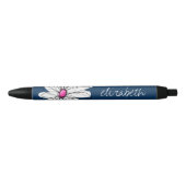 Stylo Noir Trendy Daisy Floral Illustration - navy and pink (Devant)