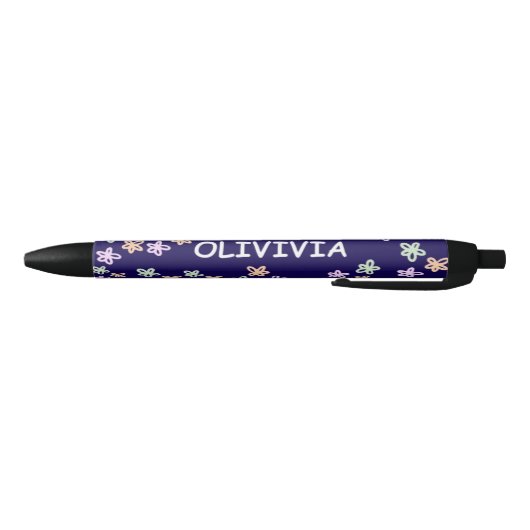 Stylo Noir TRENDY Elegant Blue Flower PATTERN Pen (Bas)