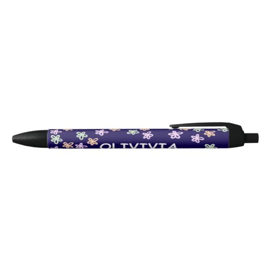 Stylo Noir TRENDY Elegant Blue Flower PATTERN Pen (Haut)
