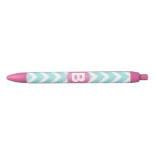 Stylo Noir Trendy Light Blue Chevron Pink Monogram (Devant)