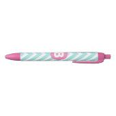Stylo Noir Trendy Light Blue Chevron Pink Monogram (Bas)
