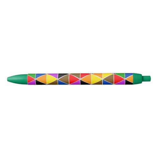 Stylo Noir Triangles arc-en-ciel isométriques (Devant)