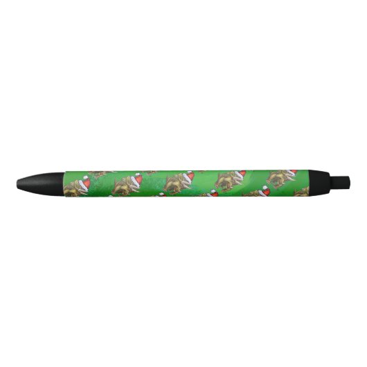 Stylo Noir Triceratops Noël Vert (Devant)