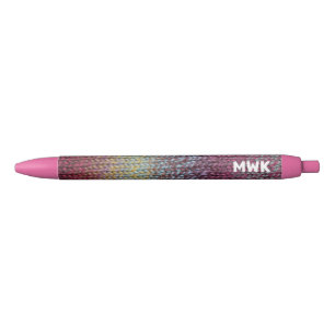 Stylo Noir Tricot rose monogramme