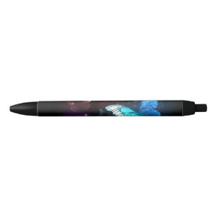 Stylo Noir Trois papillons brillants sur l'arrière - plan de