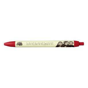 Stylo Noir Trois singes sages