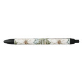 Stylo Noir Tropical Blue White Flowers Wedding (Devant)