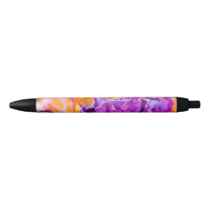 Stylo Noir Tulipes Envoûtantes Violettes