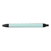 Stylo Noir Turquoise Aqua White Large Chevron ZigZag (Devant)