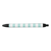 Stylo Noir Turquoise clair et blanc Large Horizontal rayé (Devant)