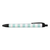 Stylo Noir Turquoise Clair et Blanc Larges Rayures Horizontal (Haut)