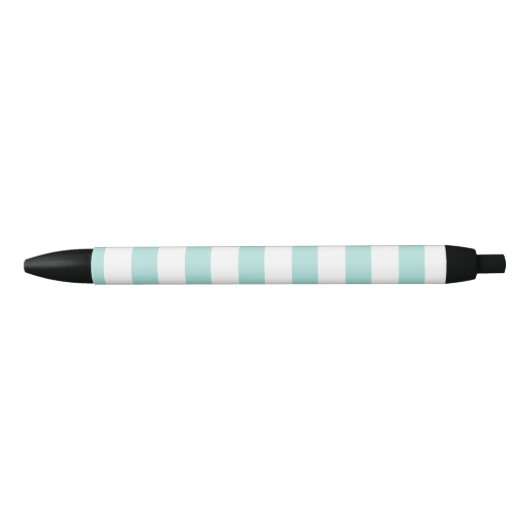 Stylo Noir Turquoise clair et rayé horizontal large blanc (Devant)