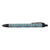 Stylo Noir Turquoise et motif rose de cube (Haut)