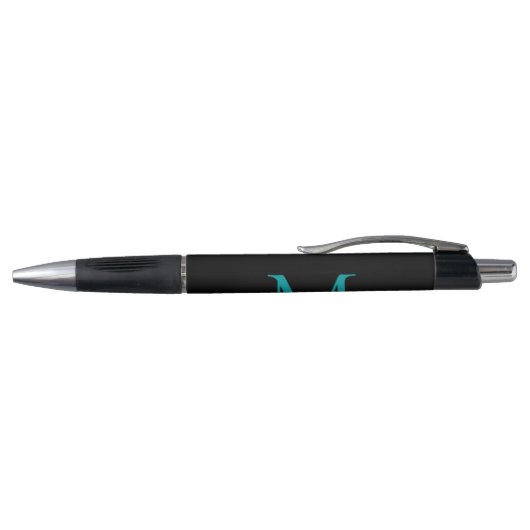 Stylo Noir Turquoise vert Monogramme Nom de script éléga (Haut)