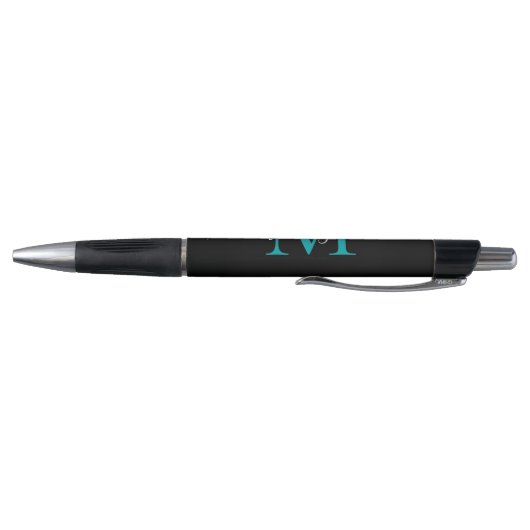 Stylo Noir Turquoise vert Monogramme Nom de script éléga (Bas)