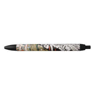 Stylo Noir Ukiyo-e vintage : l'art du spectre de squelette de