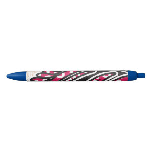 Stylo Noir Un design cachemire décoratif avec rouge vif et ép
