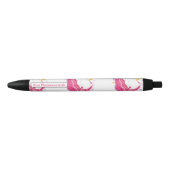 Stylo Noir Unicorne magique rose personnalisée (Devant)