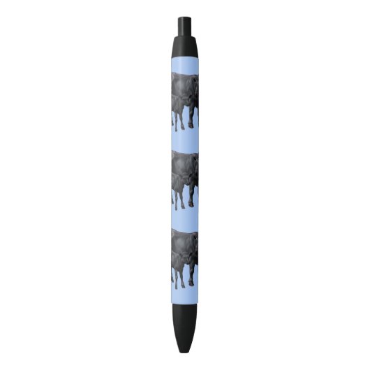 Stylo Noir Vache Angus Noire et veau mignon (devant Vertical)
