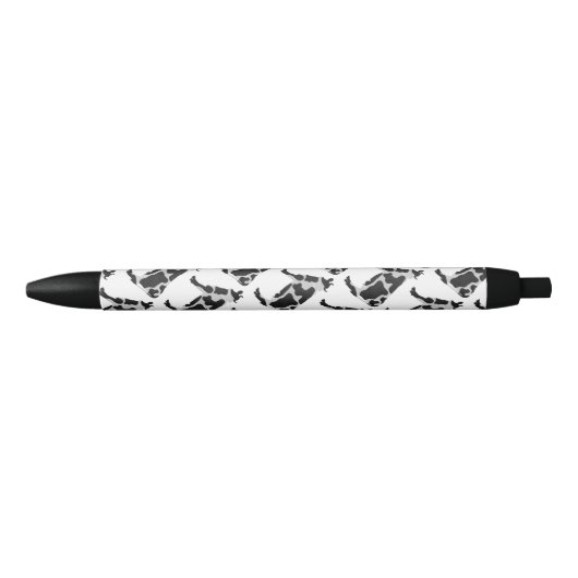 Stylo Noir Vache Noir et Blanc Silhouette (Devant)