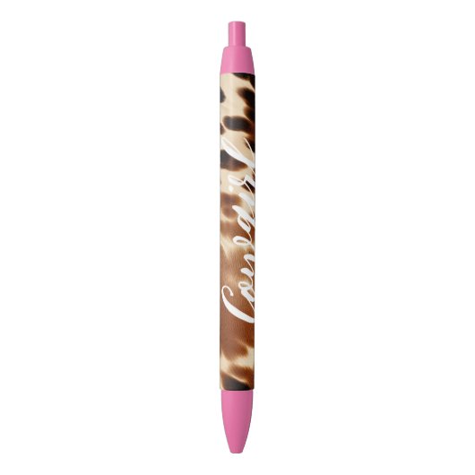 Stylo Noir Vachette blanche Brown Western (devant Vertical)