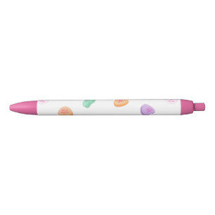 Stylo Noir Valentines Day Candy Hearts Motif