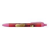 Stylo Noir Valentines dorées et rouges (Haut)