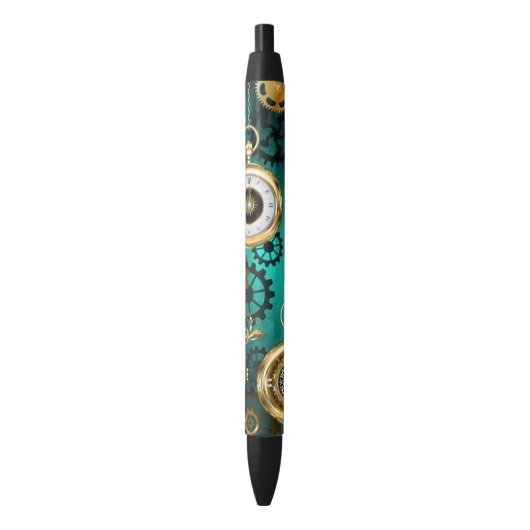Stylo Noir Veille bijoux Steampunk sur un Arrière - plan vert (devant Vertical)