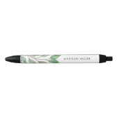 Stylo Noir Verdure aquarelle personnalisée (Devant)