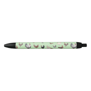 Stylo Noir Vert clair motif au poulet