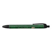 Stylo Noir Vert émeraude et éléphant doré monogrammé (Haut)