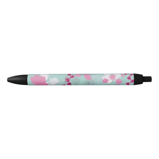 Stylo Noir vert fleurs (Devant)