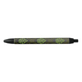Stylo Noir Vert floral de papier peint (Devant)