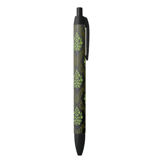 Stylo Noir Vert floral de papier peint (Bas (Vertical))