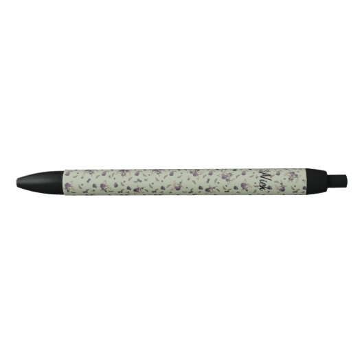 Stylo Noir Vert lime de bleuets (Devant)