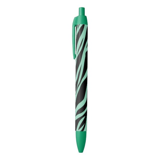 Stylo Noir Vert Menthe Rayé Zèbre (Haut (Vertical))