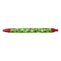 vert mignon de motif de fleur de coccinelle et de