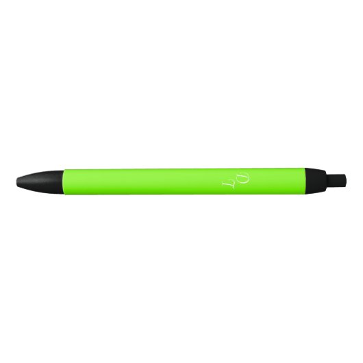 Stylo Noir vert néon solide - vos monogrammes (Devant)