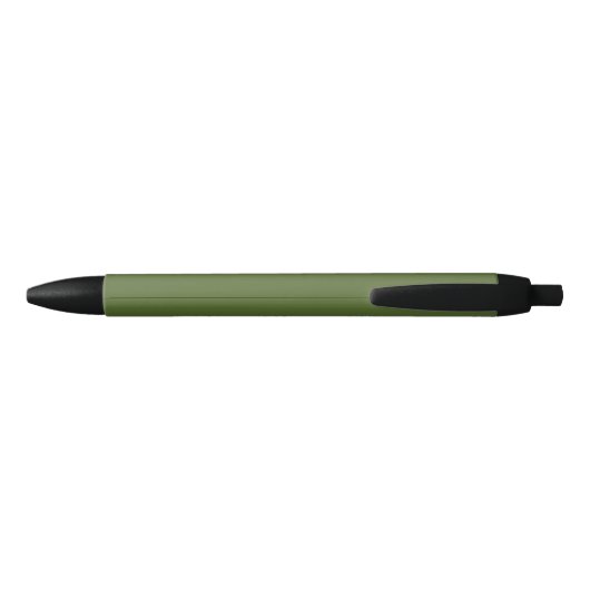 Stylo Noir Vert olive foncé simple monogramme moderne (Dos)
