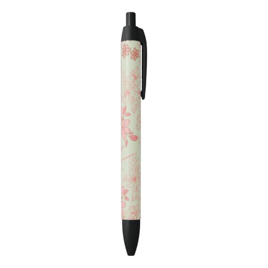 Stylo Noir Vert rose rétro Y2K les années 70 Fleur Motif (Bas (Vertical))