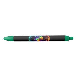 Stylo Noir Vibrant infinity with rainbow butterfly on black