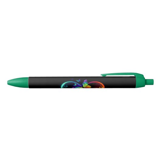 Stylo Noir Vibrant infinity with rainbow butterfly on black (Haut)