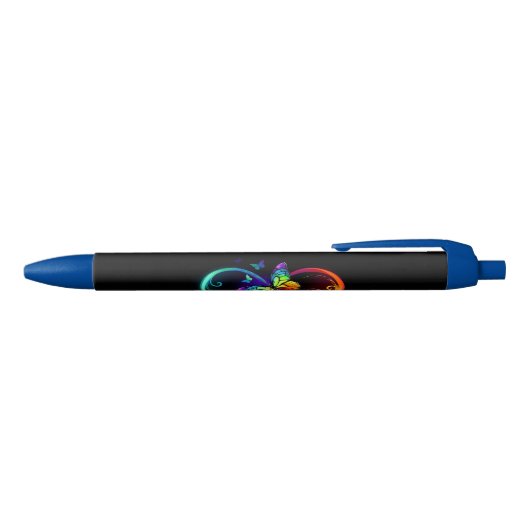 Stylo Noir Vibrant infinity with rainbow butterfly on black (Haut)