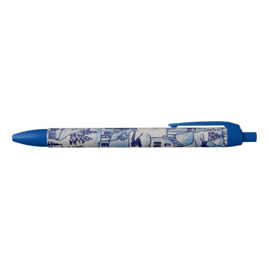 Stylo Noir Vintage Blue Christmas Village (Haut)