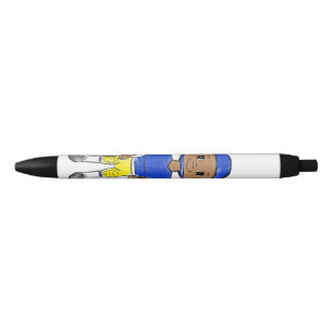 Stylo Noir vintage retro joueur de football bleu jaune simple