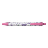 Stylo Noir Violet Fleur Ditsy Style Monogramme (Dos)