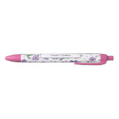 Stylo Noir Violet Fleur Ditsy Style Monogramme (Bas)